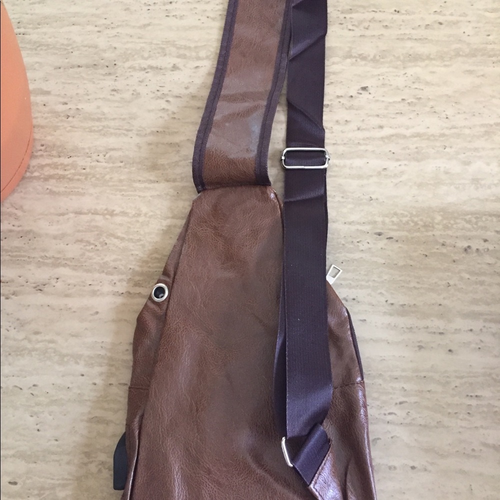 Brown PU Leather Crossbody Bag